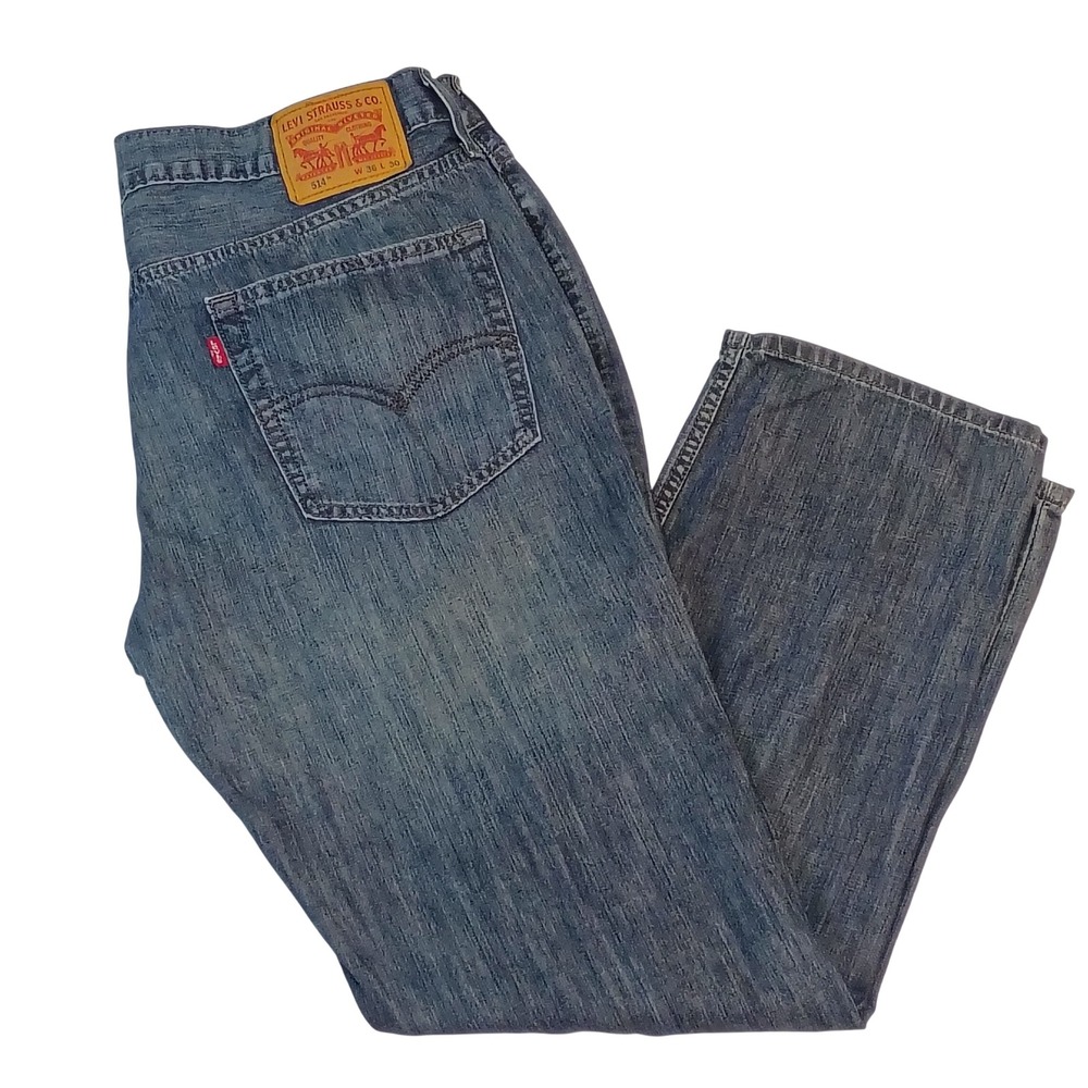 Levis 514 Straight Fit Jeans Mens 36x30 Medium Wash Blue Denim 00514-0291